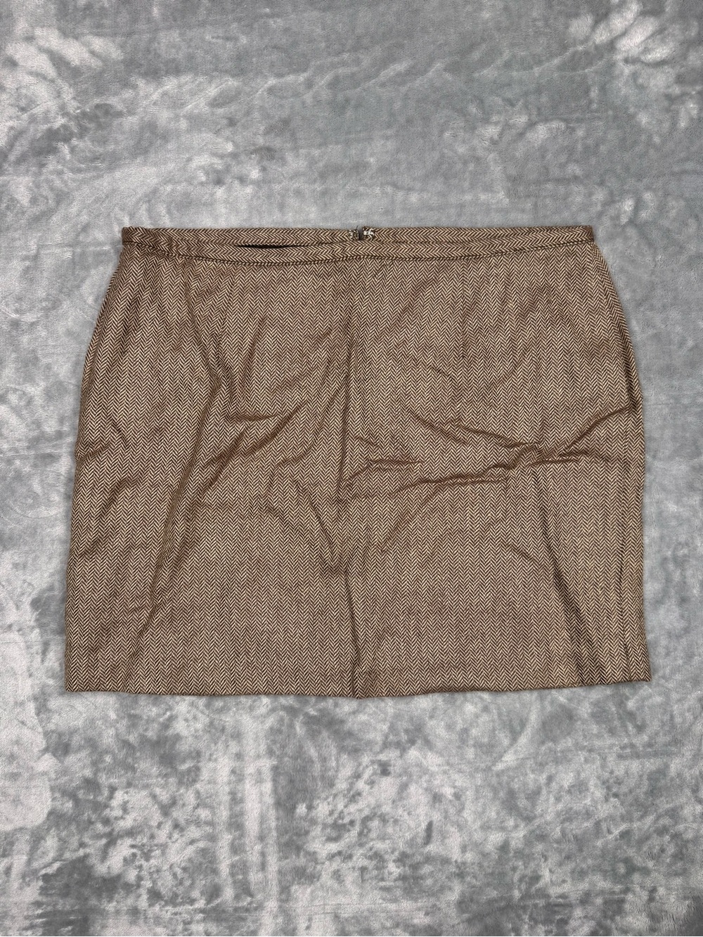 Vintage Old Navy Brown Herringbone Low‎ Waist Wool Mini Skirt